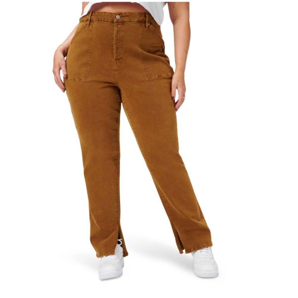Good American Straight Leg Jeans in Caramel Brown